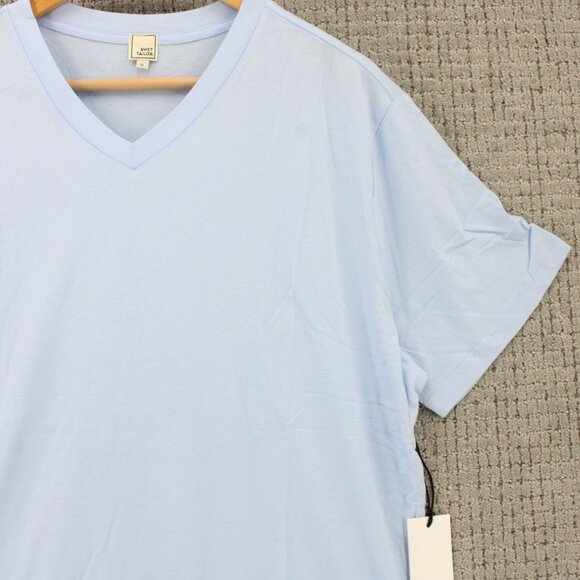 SWET TAILOR Shirt Mens XL Light Blue Short Sleeve Lightweight V Neck NWT - Picture 3 of 9